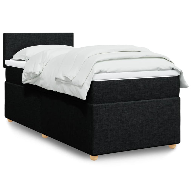 Box Spring Bed with Mattress Black King Single Fabric Payday Deals