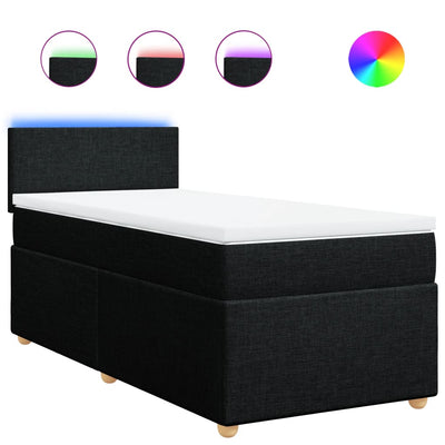 Box Spring Bed with Mattress Black King Single Fabric Payday Deals