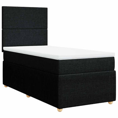 Box Spring Bed with Mattress Black King Single Fabric Payday Deals