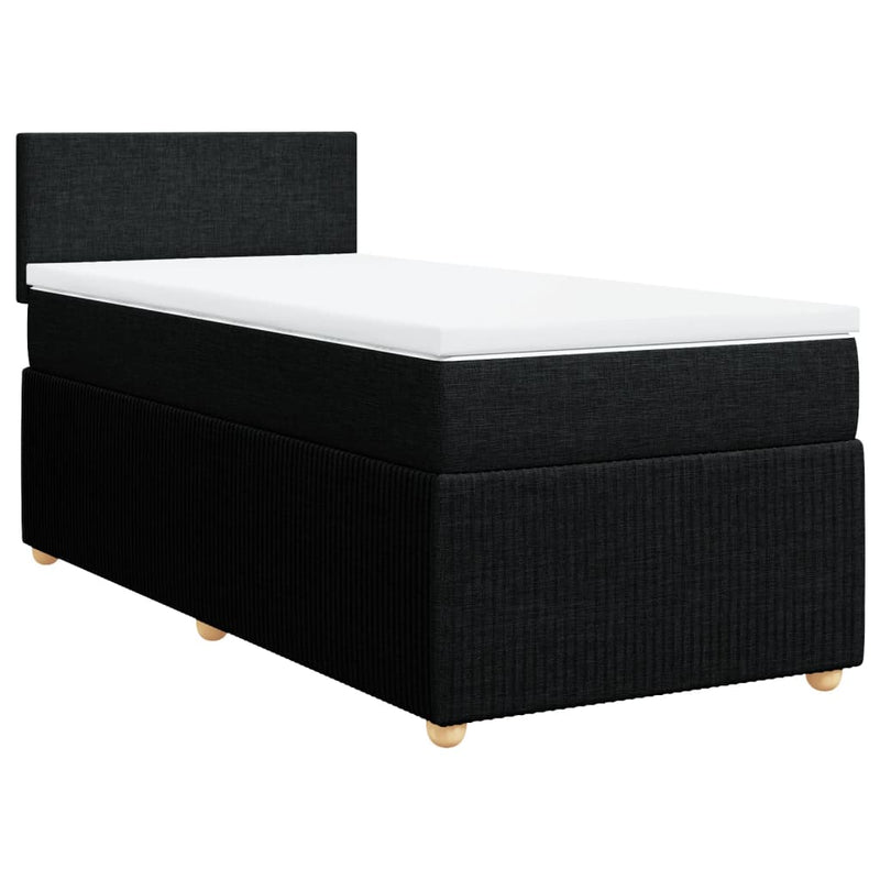 Box Spring Bed with Mattress Black King Single Fabric Payday Deals