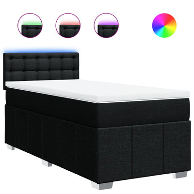 Box Spring Bed with Mattress Black King Single Fabric Payday Deals