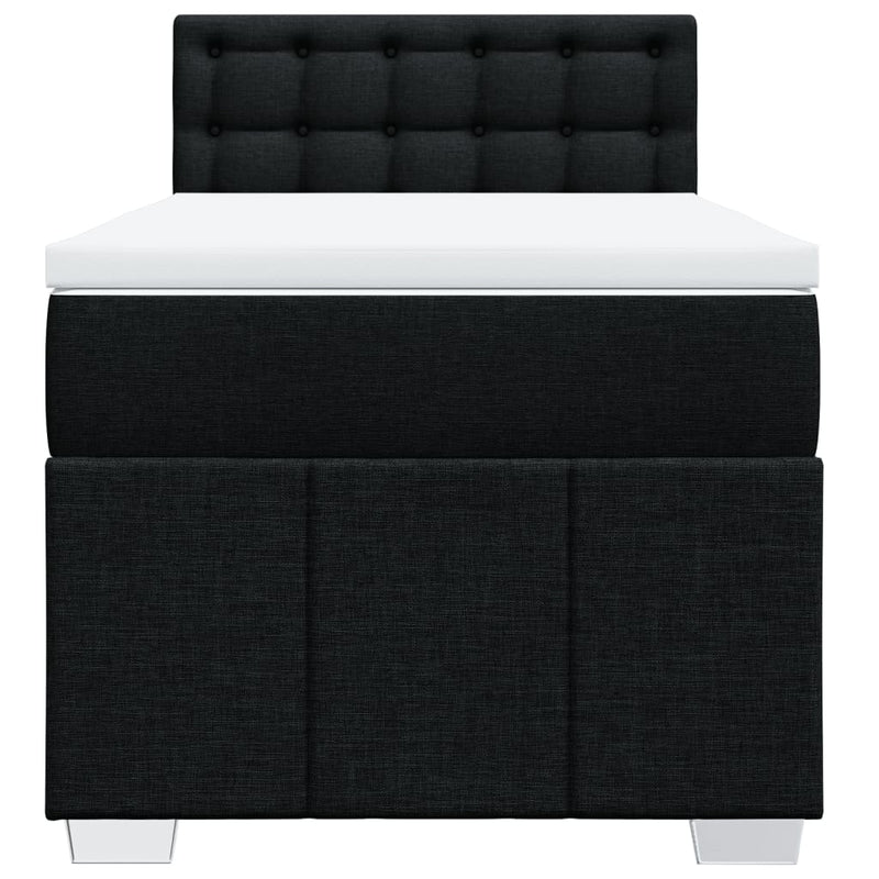 Box Spring Bed with Mattress Black King Single Fabric Payday Deals