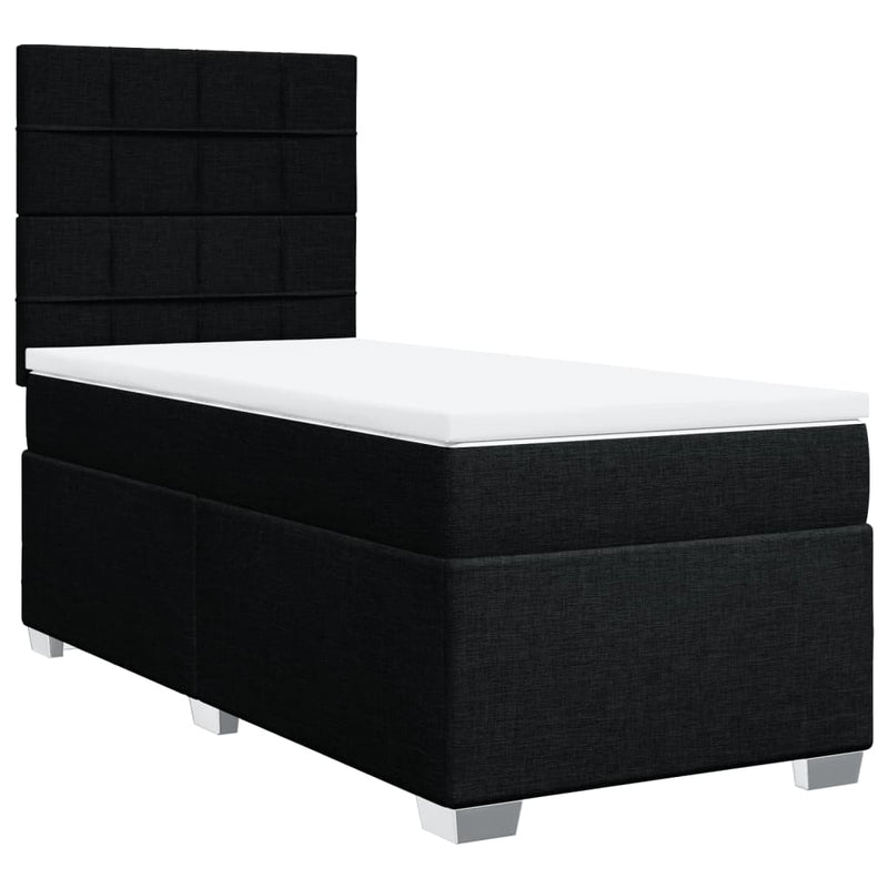 Box Spring Bed with Mattress Black King Single Fabric Payday Deals
