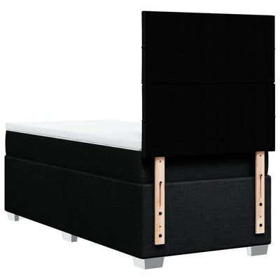 Box Spring Bed with Mattress Black King Single Fabric Payday Deals