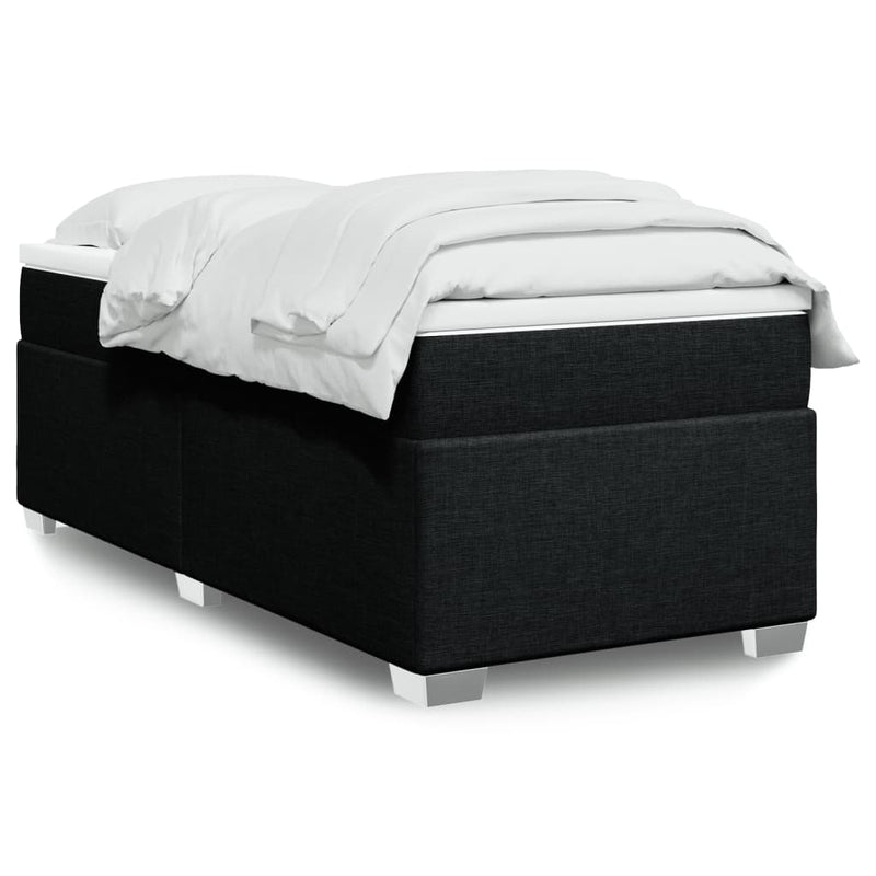 Box Spring Bed with Mattress Black King Single Fabric Payday Deals