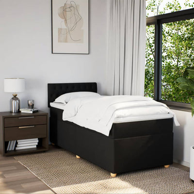 Box Spring Bed with Mattress Black King Single Fabric Payday Deals