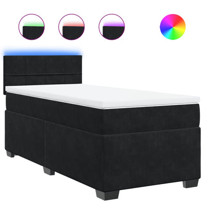 Box Spring Bed with Mattress Black King Single Fabric Payday Deals