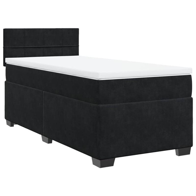 Box Spring Bed with Mattress Black King Single Fabric Payday Deals