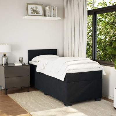 Box Spring Bed with Mattress Black King Single Fabric Payday Deals