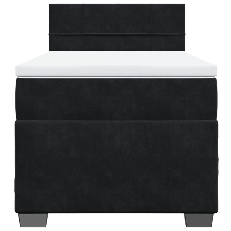 Box Spring Bed with Mattress Black King Single Fabric Payday Deals