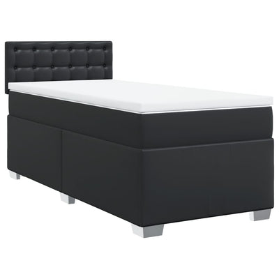 Box Spring Bed with Mattress Black King Single Faux Leather Payday Deals