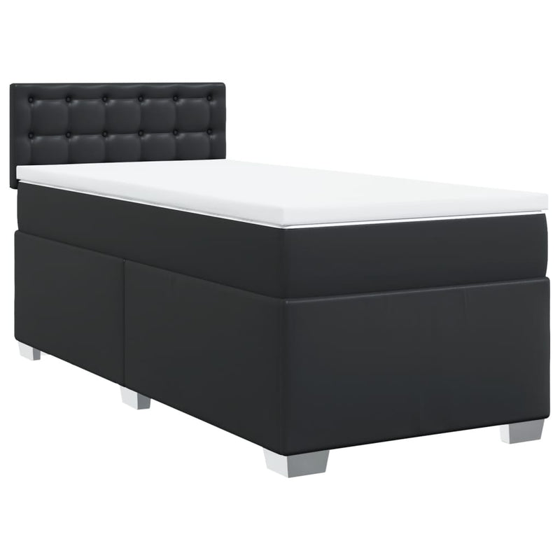 Box Spring Bed with Mattress Black King Single Faux Leather Payday Deals