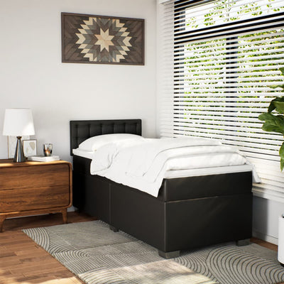 Box Spring Bed with Mattress Black King Single Faux Leather Payday Deals