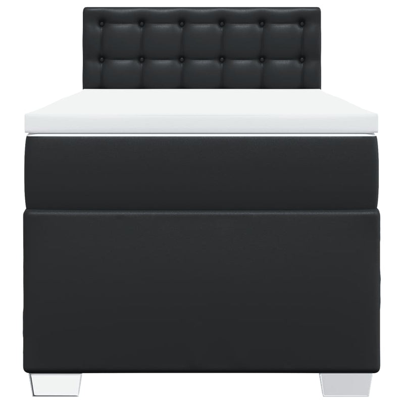 Box Spring Bed with Mattress Black King Single Faux Leather Payday Deals