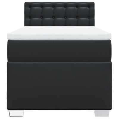 Box Spring Bed with Mattress Black King Single Faux Leather Payday Deals