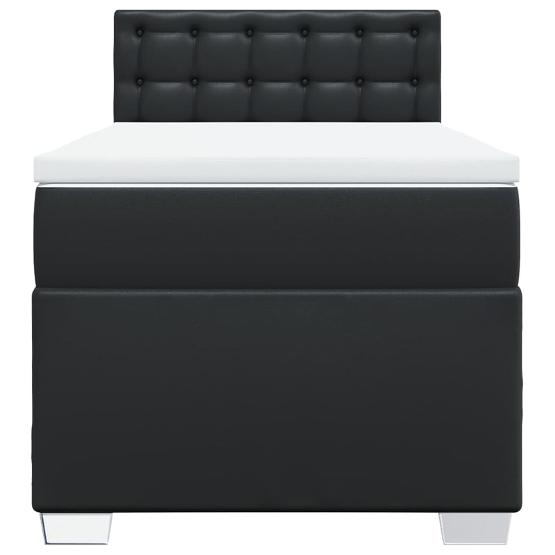 Box Spring Bed with Mattress Black King Single Faux Leather Payday Deals