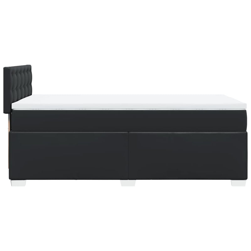 Box Spring Bed with Mattress Black King Single Faux Leather Payday Deals