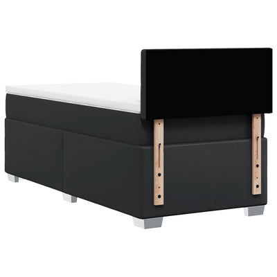 Box Spring Bed with Mattress Black King Single Faux Leather Payday Deals