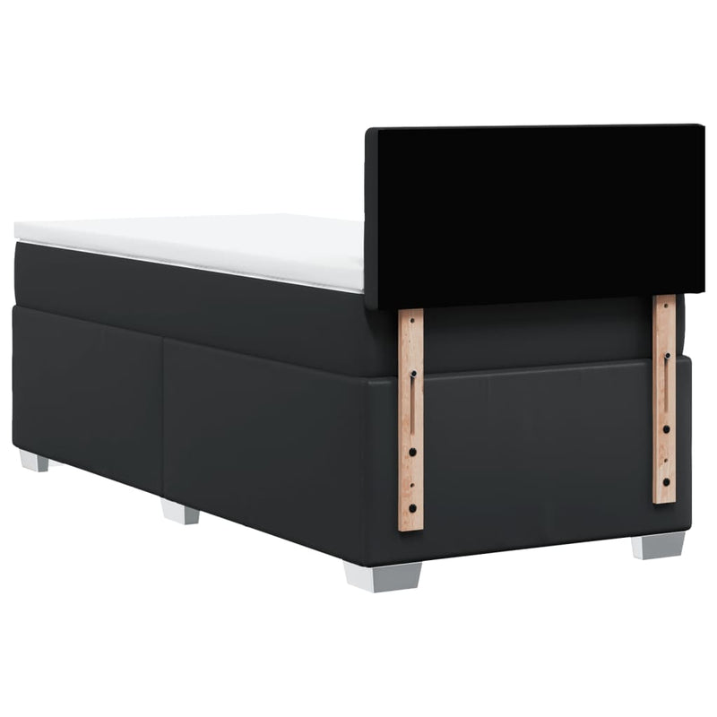 Box Spring Bed with Mattress Black King Single Faux Leather Payday Deals