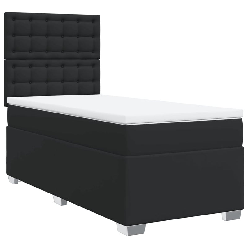 Box Spring Bed with Mattress Black King Single Faux Leather Payday Deals