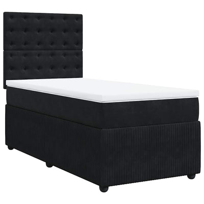 Box Spring Bed with Mattress Black King Single Velvet Payday Deals