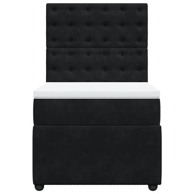 Box Spring Bed with Mattress Black King Single Velvet Payday Deals