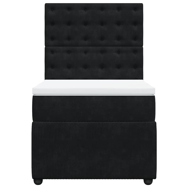 Box Spring Bed with Mattress Black King Single Velvet Payday Deals
