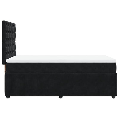 Box Spring Bed with Mattress Black King Single Velvet Payday Deals