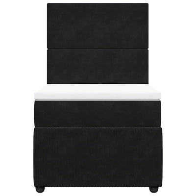 Box Spring Bed with Mattress Black King Single Velvet Payday Deals