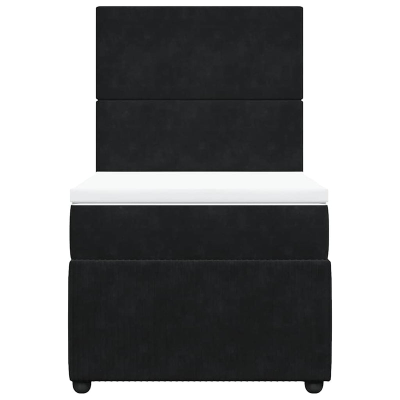 Box Spring Bed with Mattress Black King Single Velvet Payday Deals