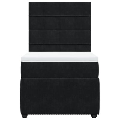 Box Spring Bed with Mattress Black King Single Velvet Payday Deals