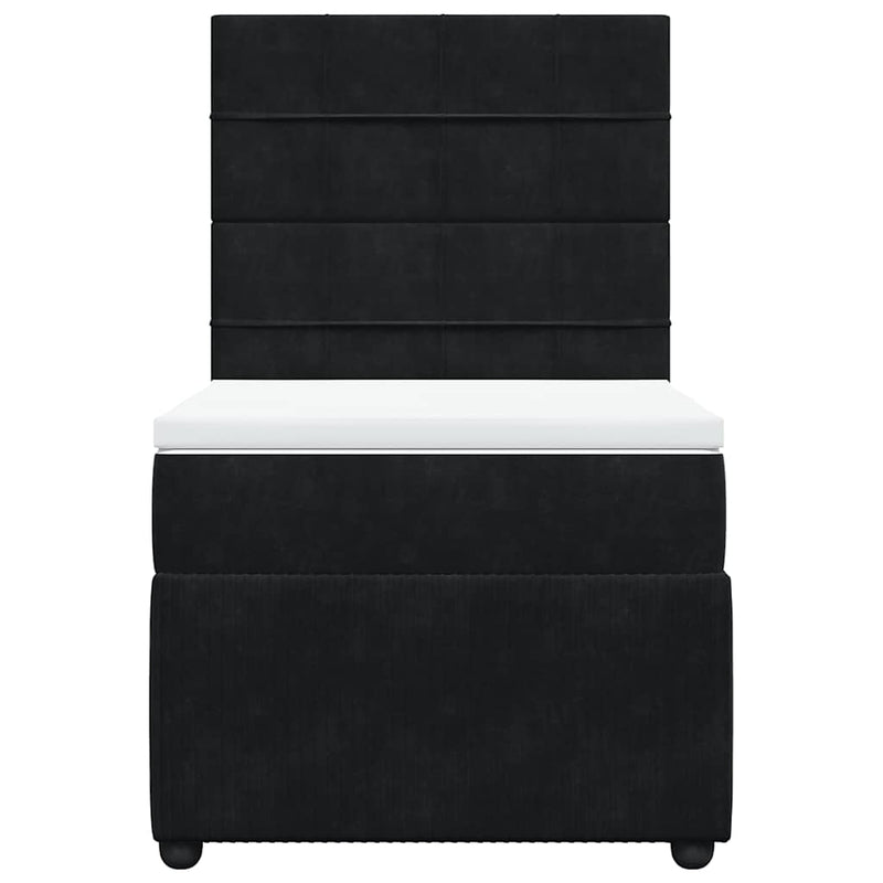 Box Spring Bed with Mattress Black King Single Velvet Payday Deals