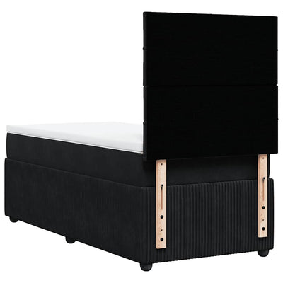 Box Spring Bed with Mattress Black King Single Velvet Payday Deals
