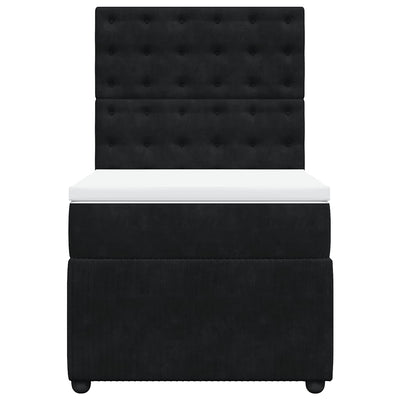 Box Spring Bed with Mattress Black King Single Velvet Payday Deals