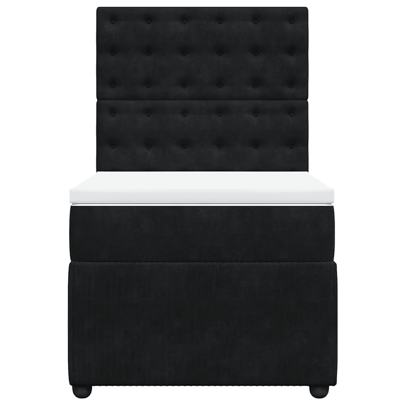 Box Spring Bed with Mattress Black King Single Velvet Payday Deals