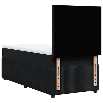 Box Spring Bed with Mattress Black King Single Velvet Payday Deals