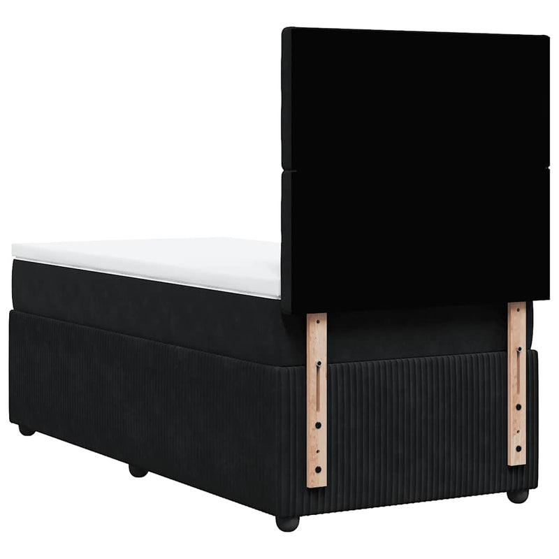 Box Spring Bed with Mattress Black King Single Velvet Payday Deals