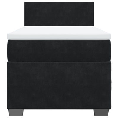 Box Spring Bed with Mattress Black King Single Velvet Payday Deals