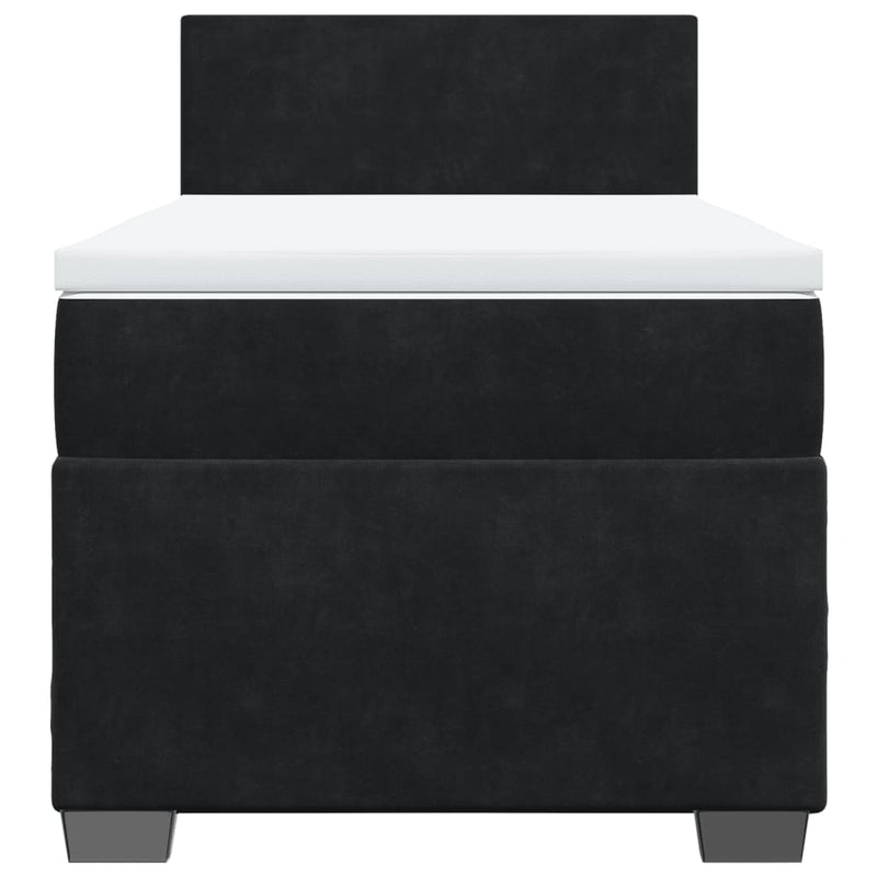 Box Spring Bed with Mattress Black King Single Velvet Payday Deals