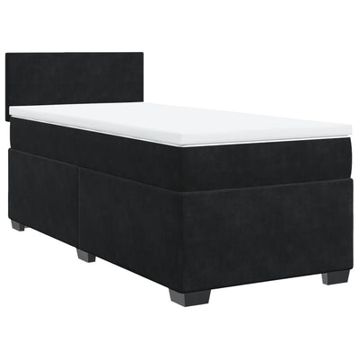 Box Spring Bed with Mattress Black King Single Velvet Payday Deals