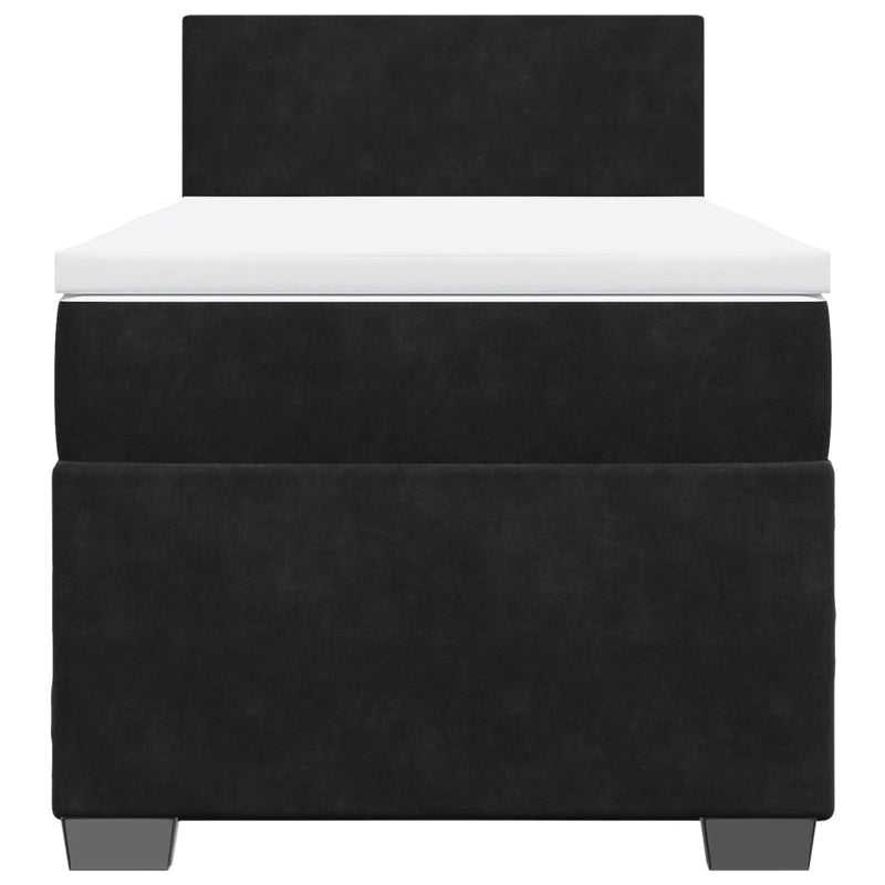Box Spring Bed with Mattress Black King Single Velvet Payday Deals