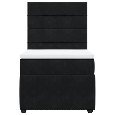Box Spring Bed with Mattress Black King Single Velvet Payday Deals