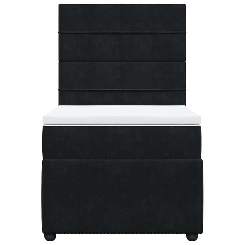 Box Spring Bed with Mattress Black King Single Velvet Payday Deals