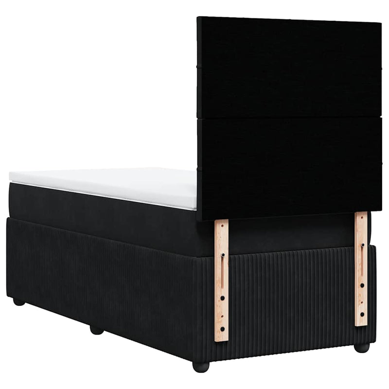 Box Spring Bed with Mattress Black King Single Velvet Payday Deals