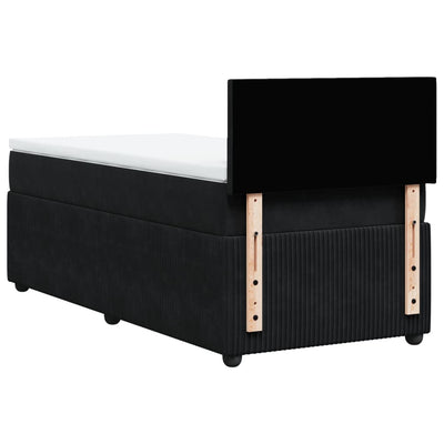 Box Spring Bed with Mattress Black King Single Velvet Payday Deals