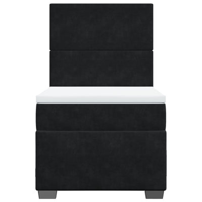 Box Spring Bed with Mattress Black King Single Velvet Payday Deals