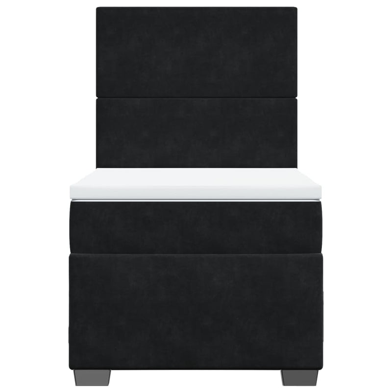 Box Spring Bed with Mattress Black King Single Velvet Payday Deals