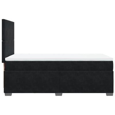 Box Spring Bed with Mattress Black King Single Velvet Payday Deals