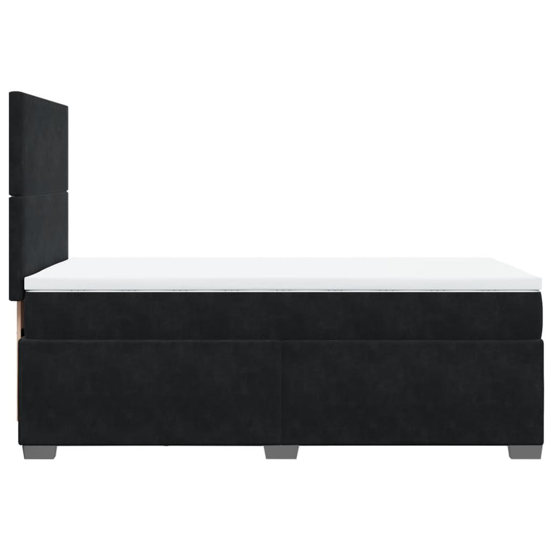 Box Spring Bed with Mattress Black King Single Velvet Payday Deals