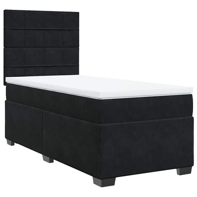 Box Spring Bed with Mattress Black King Single Velvet Payday Deals